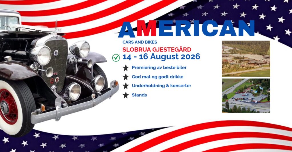 Plakat for American Cars and Bikes på Slobrua